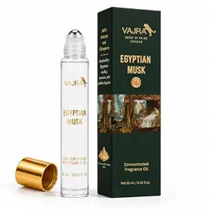 VAJRA Egyptian Musk Highly Concentrated Perfume Roll On Oil Unisex Body Oil, Alcohol-Free, Long-Lasting, Travel Size Fragrance Oil 10 ml