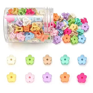 Small Flower Hair Clips 100PCS, Mini Hair Clips Baby Claw Clips Cute Jaw Clips Hair Pins Hair Barrettes Toddler Hair Accessories for Women Girls Kids Teens, Colorful