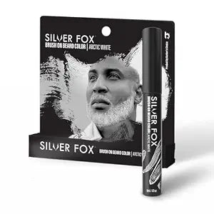 Barbers Choice Silver Line, Facial Hair Brush on Temporary Color for Silver Fox Men- Instantly Brighten White Beards, Mustache & Sideburns, Less Yellow, Easy Application, Arctic White