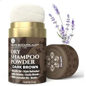 Nuva Botanicals Non-Aerosol Dry Shampoo Powder - Dark Brown - 0.42 oz