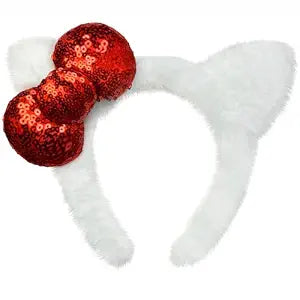 Kitty Ears Headband with Red Bow, Halloween Kitty Costume 7.87" x 6.5"