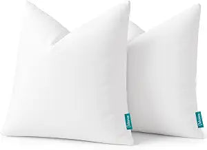 Oubonun 20x20 Feather Downthrow Pillow Inserts, 100% Cotton Cover, Medium Firm Decorative Pillow Inserts for Couch, Sofa, Bed, Chair (Set of 2)