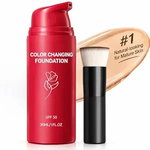 Korean Smooth Color Changing Foundation & Pro Brush, Natural Finish