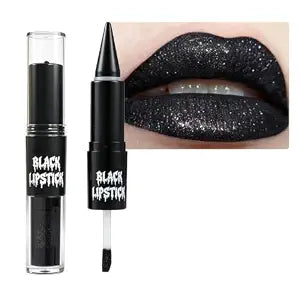 2-in-1 Black Liquid Lipstick & Lip Liner Pencil Kit for Halloween(#02)