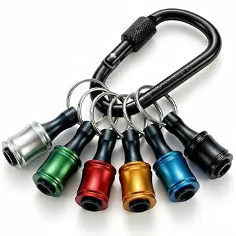 6PCS 1/4 Hex Aluminum Drill Bit Holders Keychain Screwdriver Bit Holders