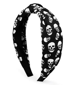 Huachi Halloween Headbands for Women Spooky Skull Print Headband, Cute Knotted Headband for Girls Non Slip Halloween Hair Accessories ﻿