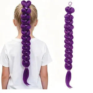 26inch Long Purple Braids Ponytail Hair Extensions With Tie