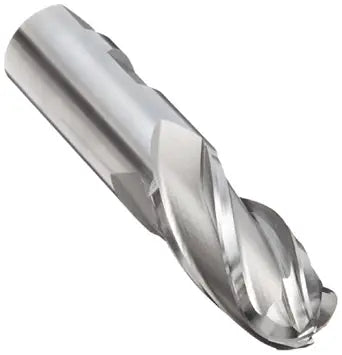 YG-1 E2020 Cobalt Steel Ball Nose End Mill, Weldon Shank, Uncoated (Bright) Finish, Non-Center Cutting, 30 Deg Helix, 4 Flutes, 3.25" Overall Length, 0.5" Cutting Diameter, 0.5" Shank Diameter
