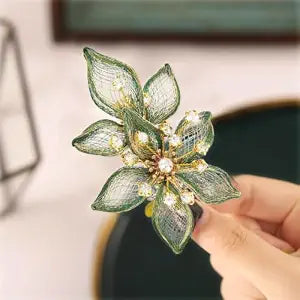 CASDRE Bridal Sage Green Hair Accessories Emerald Flower Clips for Women