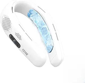 Multi functional rechargeable neck fan with double-sided cooling, portable silent hanging neck fan with cold compress 3 mode.