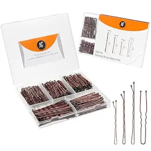 Brown Bobby Pins & Hair Pins Set, 300 Count, Assorted Sizes by Luxurecourt