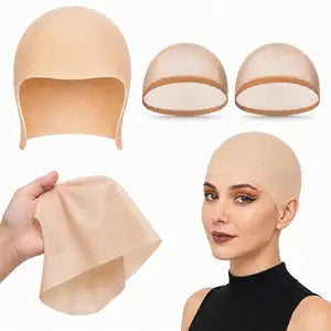 Latex Bald Cap Set with 2 Nylon Wig Caps for Adult Halloween Costume