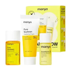 MANYO Clear & Glow Travel Kit, Skincare Gift Set, Travel Trial