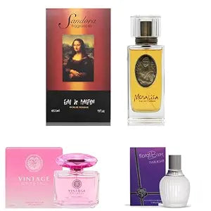Sandora Fragrances Women's Perfume 3-Pack – Eau de Parfum – Three Full-Size 100 ml Bottles – Floral Fresh Rich Deep Balanced + Feminine Soft Elegant + Everyday Statement
