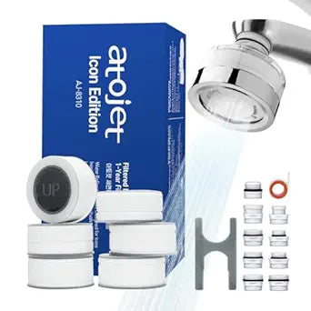 Cleansing Washbasin Faucet Filter Inspired By Korea's Beauty Culture - Pure Carbon Filters for Bathroom & Kitchen Water (1 Year Supply) (AJ8310C-SET-1YR)
