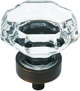 Cosmas 10 Pack 5268ORB-C Oil Rubbed Bronze Cabinet Hardware Knob with Clear Glass - 1-5/16" Diameter