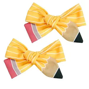 Back to School Hair Clips for Girls Pencil Hair Clips Cute Yellow Hair Bows Hair Accessories for Teacher Student First Day of School Gifts 2Pcs