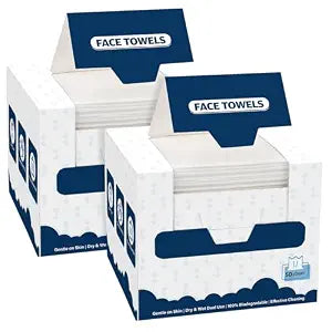 GLIMGLINT Face Towels, Disposable Face Towelettes 100 Count (2 Box)
