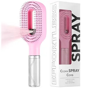 Hairbrush Mister - Hair Mist Sprayer Brush, 2 in 1 Portable Hair Brush with Water Spray for Detangling and Styling