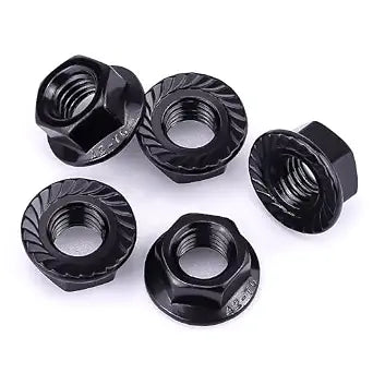 M5-0.8 Hex Head Serrated Flange Nuts, 304 Stainless Steel 18-8 Hexagon Head Flange Nuts for Home Automotive DIYer, Black Oxide Finish, Hex Drive, 50 PCS
