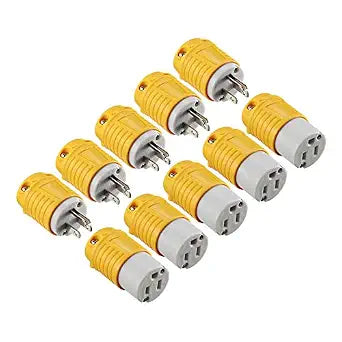 Miady Extension Cord Ends Male and Female, 15 Amp 125 Volt Heavy Duty Replacement Plug & Connector Set, Straight Blade Plugs Grounding Type/ETL Listed (5 Set)