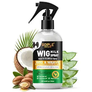 Wig Milk Spray for Synthetic Hair, Leave-In Conditioner Wig Detangler Spray for Human Wigs, Conditioner ＆ Detangler 2 in 1 Moisturizer, Hydrates & Replenishes Synthetic Hair Wigs Easy Combing 250ML