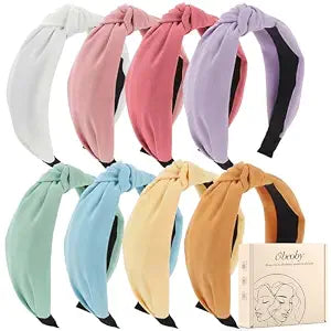 obeoby 8Pcs Girls Headbands, Light Multicolor Yellow Knotted Headbands