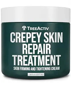 TreeActiv Crepey Skin Repair Cream, 8 oz Firming Body & Neck Cream with Hyaluronic Acid, Glycolic Acid & Shea Butter, Helps Crepey Skin Look Smoother, 500+ Uses