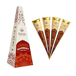 Plant Based Henna Cones Dark Reddish Brown Mehndi Hair Dye Pack of 4x 30g
