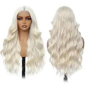 Platinum Blonde Lace Front Wigs Pre Plucked with Baby Hair 180 Density Real Synthetic Wig Body Wave 5x4x1 HD Lace Frontal wigs 26 Inch