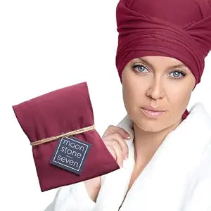 MoonstoneSeven Hair Plop - Curl Prep Wrap for Drying, Shaping & Frizz Control - Soft Cotton Lycra Hair Wrap for Wavy & Curly Hair - Reduces Frizz, Shortens Dry Time & Enhances Curl Definition - Maroon
