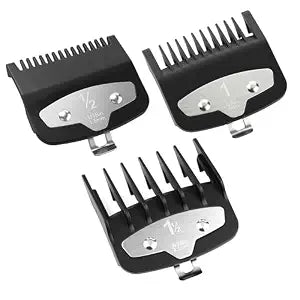 Upgraded Metal Clip Clipper Guards Compatible with Wahl, Secure-Fit Premium Guide Combs for Magic Clip, Senior, Super Taper, Legend (3 Piece)