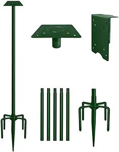 90Inch Heavy Duty Bird House Pole Mount Kit with Frosted, Bird Feeder Pole Kit with 5 Prongs Base and 2 Plates, for Outdoor, Yard, Garden, Green(Birdhouse Not Include)