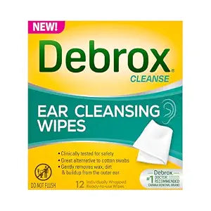 Debrox Ear Cleansing Wipes, Individually Wrapped Ear Cleaner Wipes, 12 Ct
