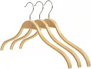 Wooden Hanger 17" Natural Wood Hangers for Clothes, with Extra Soft Non Slip Rubber Grips Saving Space Hangers for Coat Shirts Dress Camisole,Closet Organizer T-Shirt Storage 30 Pack