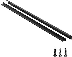 5 Pack Edge Black Hidden Drawer Door Cabinet Handle Aluminum Alloy Finger Bar Pull Concealed Furniture Hardware Back Mount Dresser Handles for Kitchen Bathroom 1000mm(39.3 Inch)