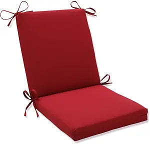 Pillow Perfect Pompeii Solid Indoor/Outdoor One Piece Chair Cushion Deep Seat, Weather and Fade Resistant, Square Corner - 36.5" x 18", Red