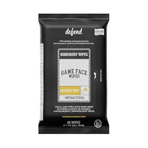 Game Face Antibacterial Warrior Wipes - Hand & Surface Disinfecting Wipes | 20 Count Pack XL Size | Compostable Wipe, Naturally Formulated | Leaves Skin Feeling Fresh & Clean | Cucumber & Lime Scent