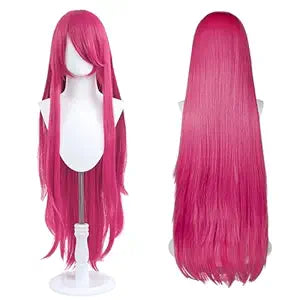 UTIEHD 100cm Long Wig, Universal Straight Costume Wig (Hot Pink)