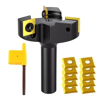 CNC Spoilboard Surfacing Router Bit,1/2" Shank 3" Cutting Diameter,10 PCS Carbide Insert,Woodworking Tools for Hardwood Softwood Surfacing Flattening Planing Bit