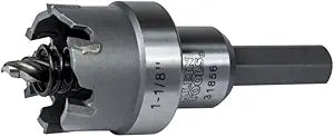 Klein Tools 31856 Heavy Duty Hole Cutter, 1-1/8-Inch Carbide Hole Cutter Cuts Stainless Steel, Mild Steel, Iron, and Copper