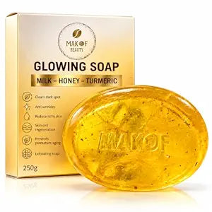 TURMERIC - HONEY - MILK SOAP. Skin Brightening Soap, All Natural, Dark Spots Remover, Acne, Scars, Face and Body 250 g (1)