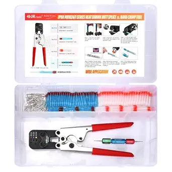 JRready ST6488-20-100 Heat Shrink Butt Splice Connectors 100 Sets 26-20AWG Butt Crimp Splices with PVDF Tubes Waterproof Environmental Splice Connectors with ACT-232 Crimp Tool G411 Go-No Go Gauge