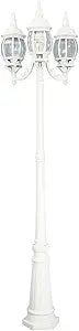 Designers Fountain 3-Light Riviera Outdoor Post Lantern, 84.5 Inch Exterior Lighting Fixture, White, 1923-WH