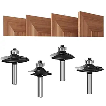 TAIWAIN Router Bits Sets 1/4 Inch Shank, Door&Drawer Front Edging Bits, Professional Woodworking Bit Miter Frame Crown Molding Wood Milling Cutter Tool(F-35XD12)