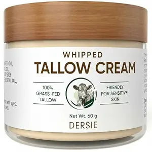 Dersie Whipped Tallow Cream: 100% Grass-Fed Beef Tallow Cream for Deep Hydration, Skin Barrier Repair, Soothing - Tallow Moisturizer for Face & Body for Women, Men & Kids (2.1 oz)