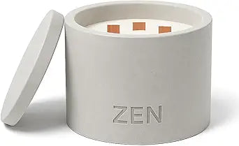 Zen Concrete Candle with Lid  Pineapple Birch Musk  100% Beeswax, Minimalist Jar, Wooden Wick, Reusable Container Plant Pot Storage  Luxury-Inspired (Gray, Large, AVANTUS)