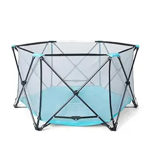 Regalo Safety My Play Portable Baby Playpen & Play Yard, Foldable 6-Panel Indoor Outdoor Playpen for Babies & Toddlers, Mesh Sides, Washable Fabric, 48, Aqua/Black
