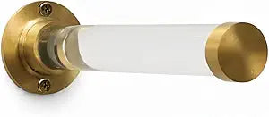 Brushed Brass & Lucite Projection Hook, Heavy-Duty, Rustproof Wall Mount Adhesive Hanging Hook for Bedroom, Bathroom & Kitchen, Multipurpose Accessory for Modern Homes, 18.3x5.5x5.5cm