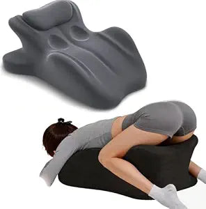 Ergonomic Contoured Memory Foam Wedge Pillow Back and Neck Support Pillow for Reading in Bed Sitting Up Relaxing Watching TV (Grey)